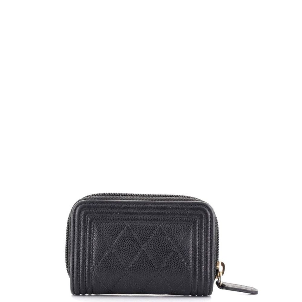 Chanel Boy Zip Coin Purse Quilted Caviar Small Black - Picture 3 of 7
